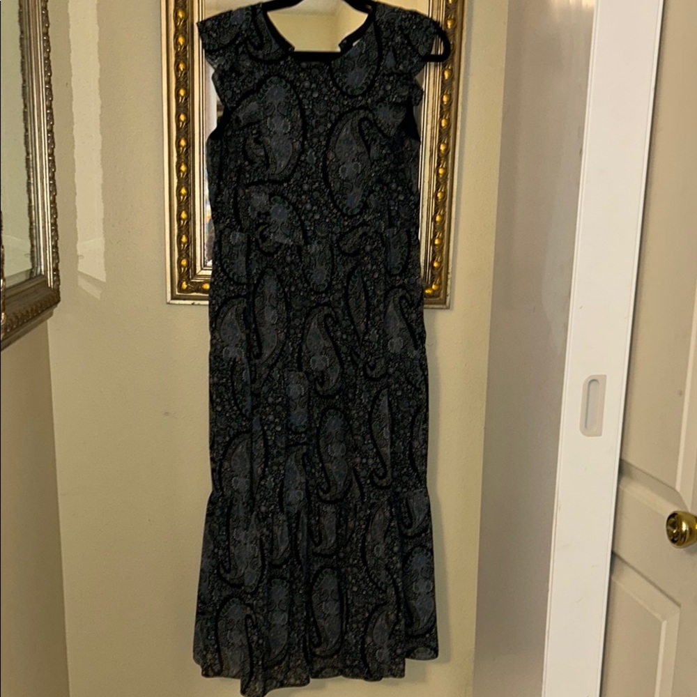 Navy Blue and bits of Green Paisley Dress - Picture 5 of 5